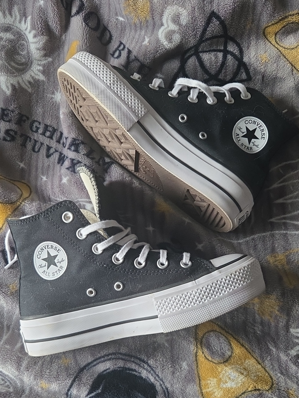 Converse Black & White High-Top Platform Sneakers